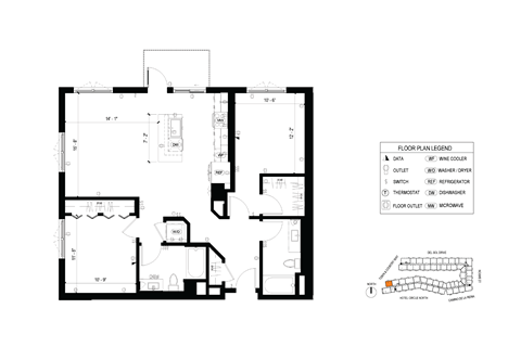 Floor plan for 2 beds, 2 baths, 1190 sqft